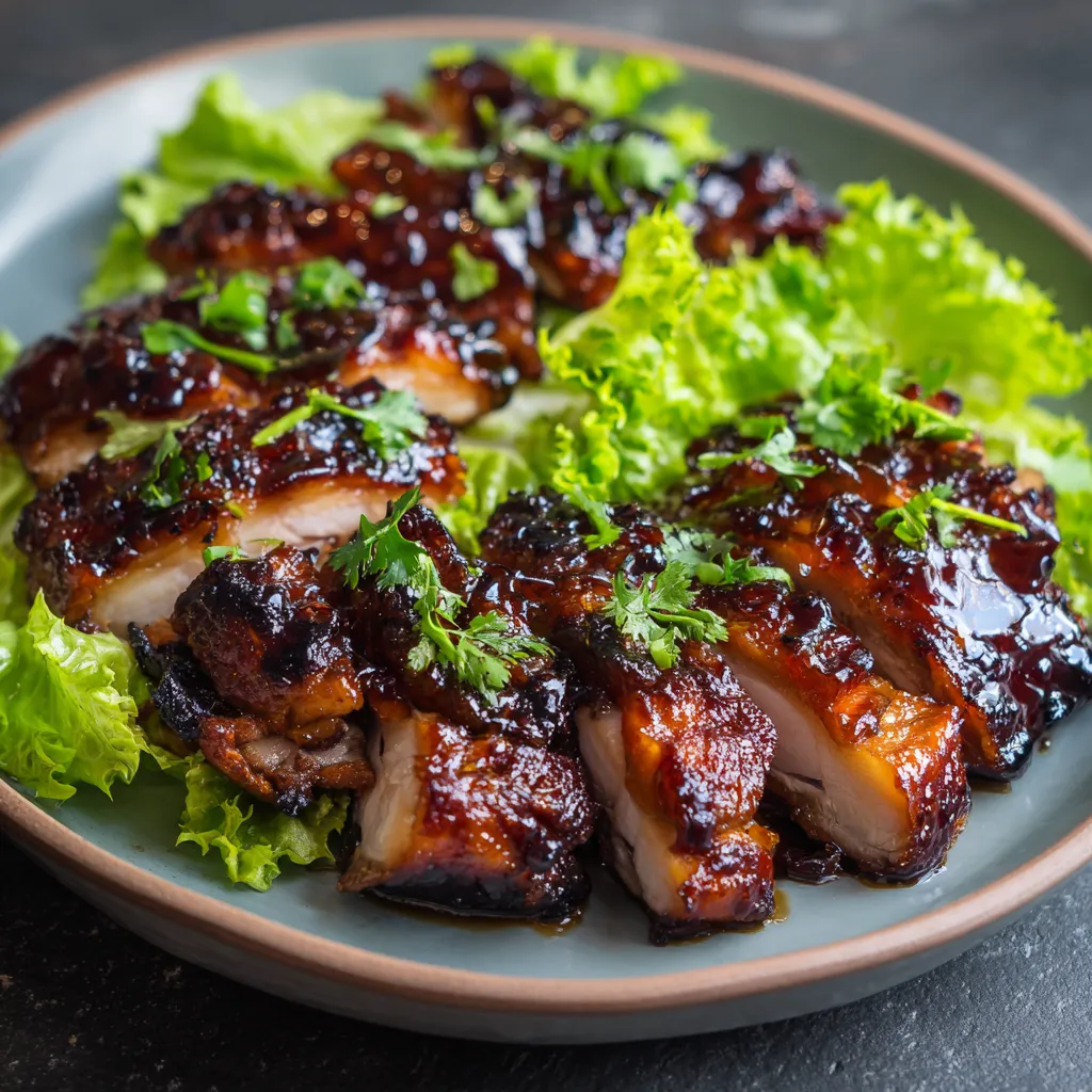 A plate of char siu chicken.