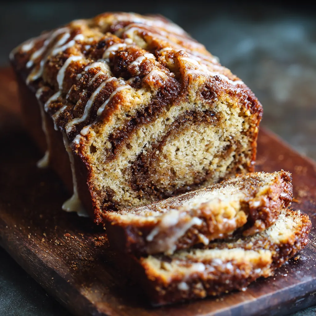 A slice of cinnamon swirl banana bread.