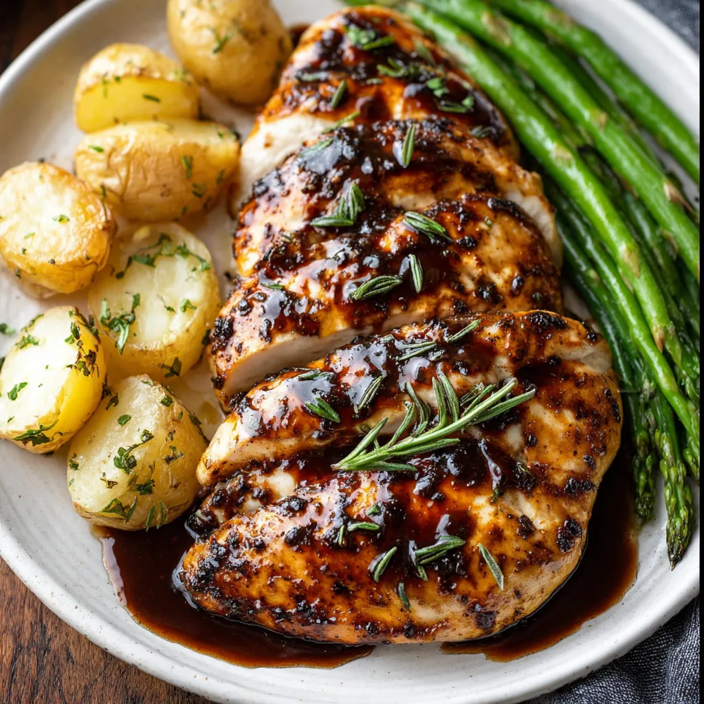 A plate of food with chicken and potatoes.