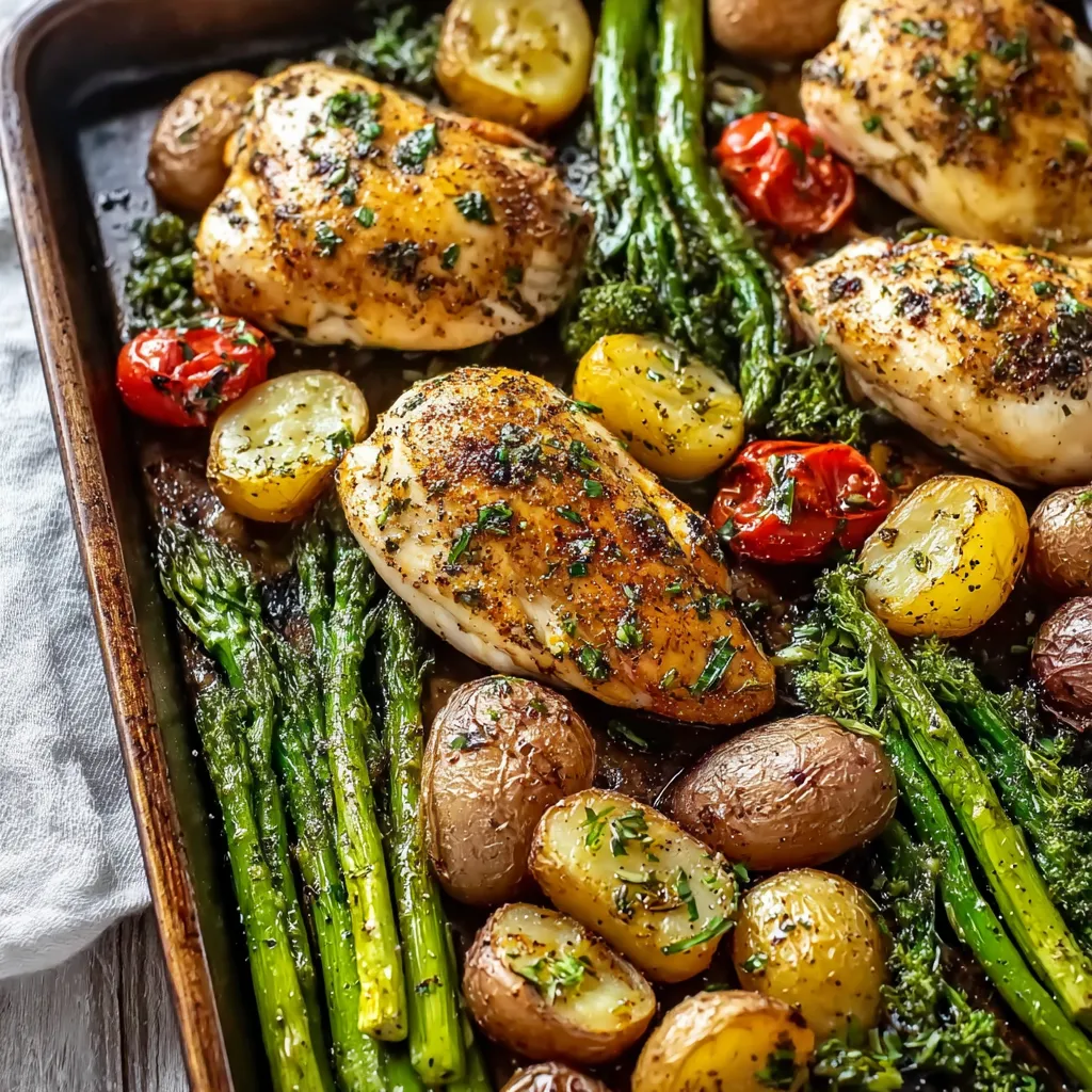 A pan of chicken and vegetables.