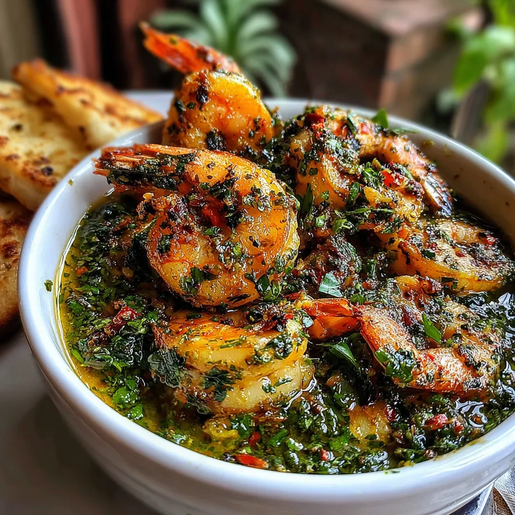 A bowl of shrimp and greens.