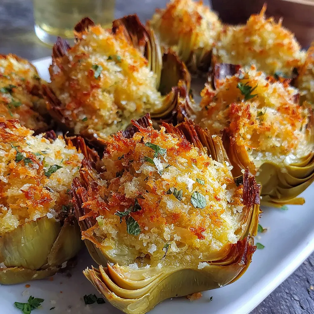 A plate of crispy Parmesan artichoke hearts.