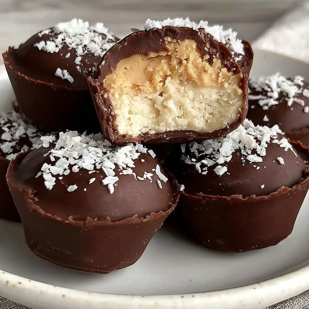A plate of chocolate covered peanut butter bites.
