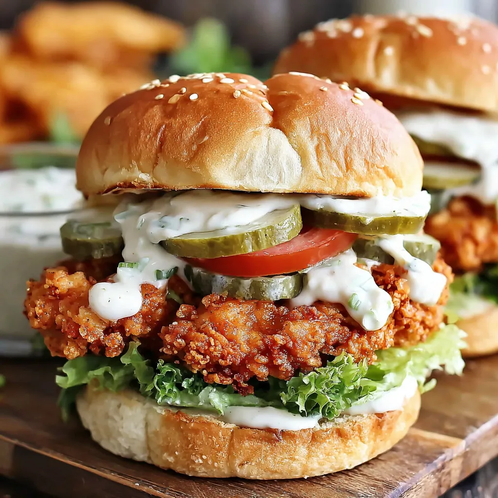 A crispy chicken sandwich with garlic mayo.