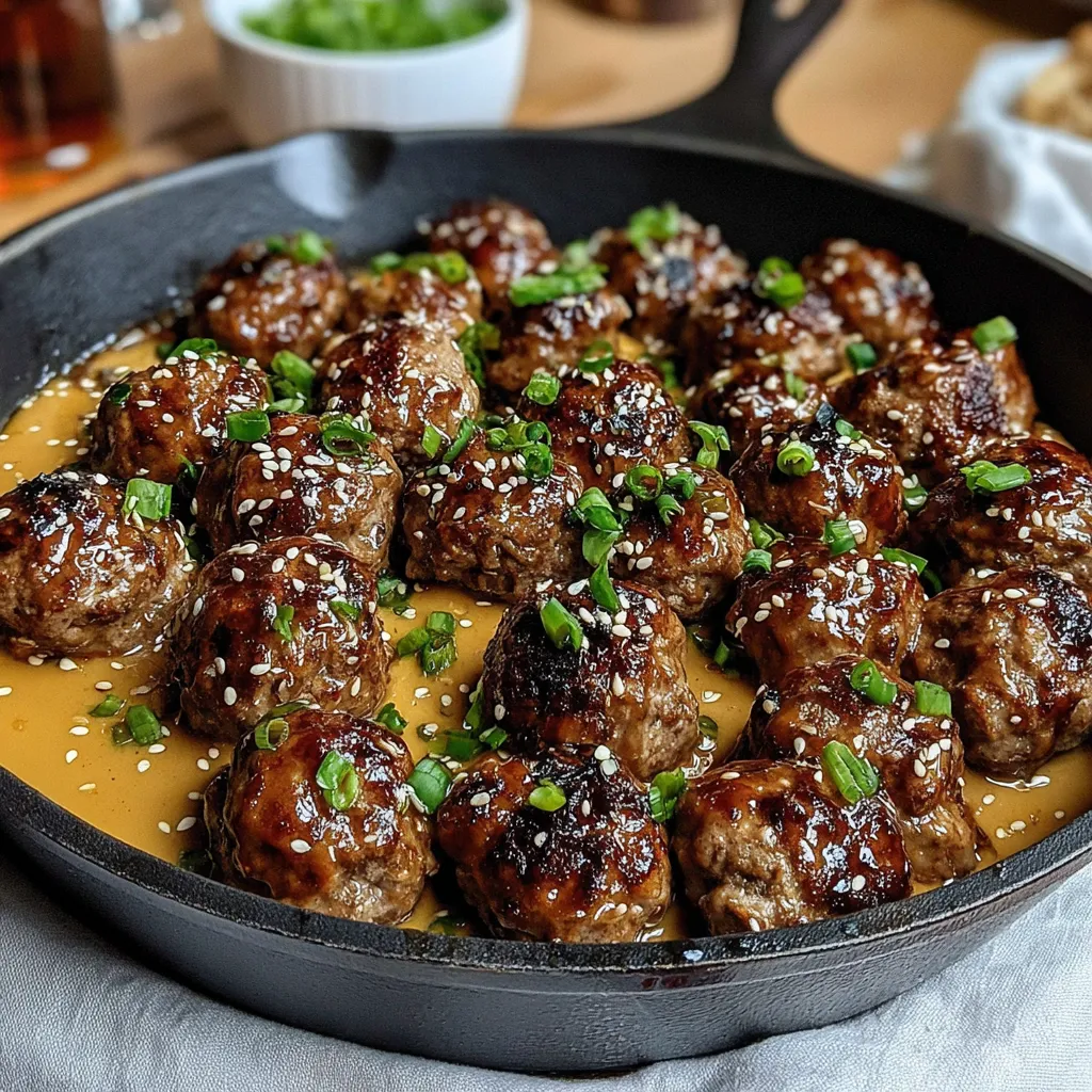 A pan of meatballs with a yellow sauce.
