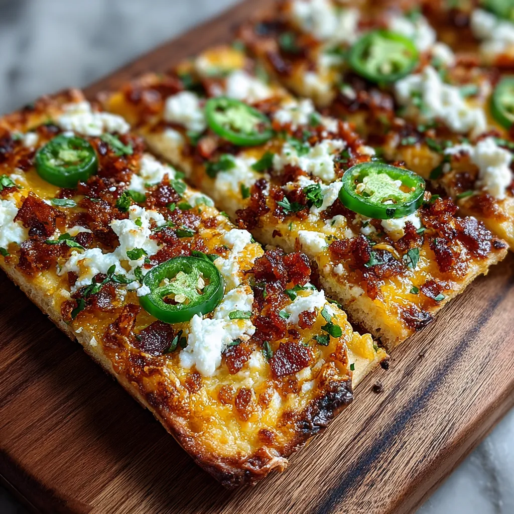 A flatbread with jalapenos on it.