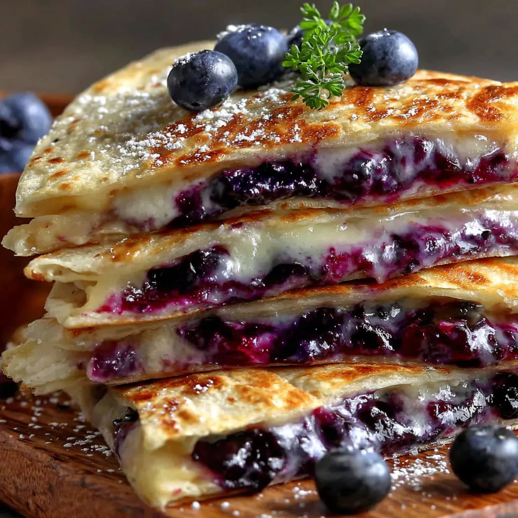 A stack of blueberry quesadillas.