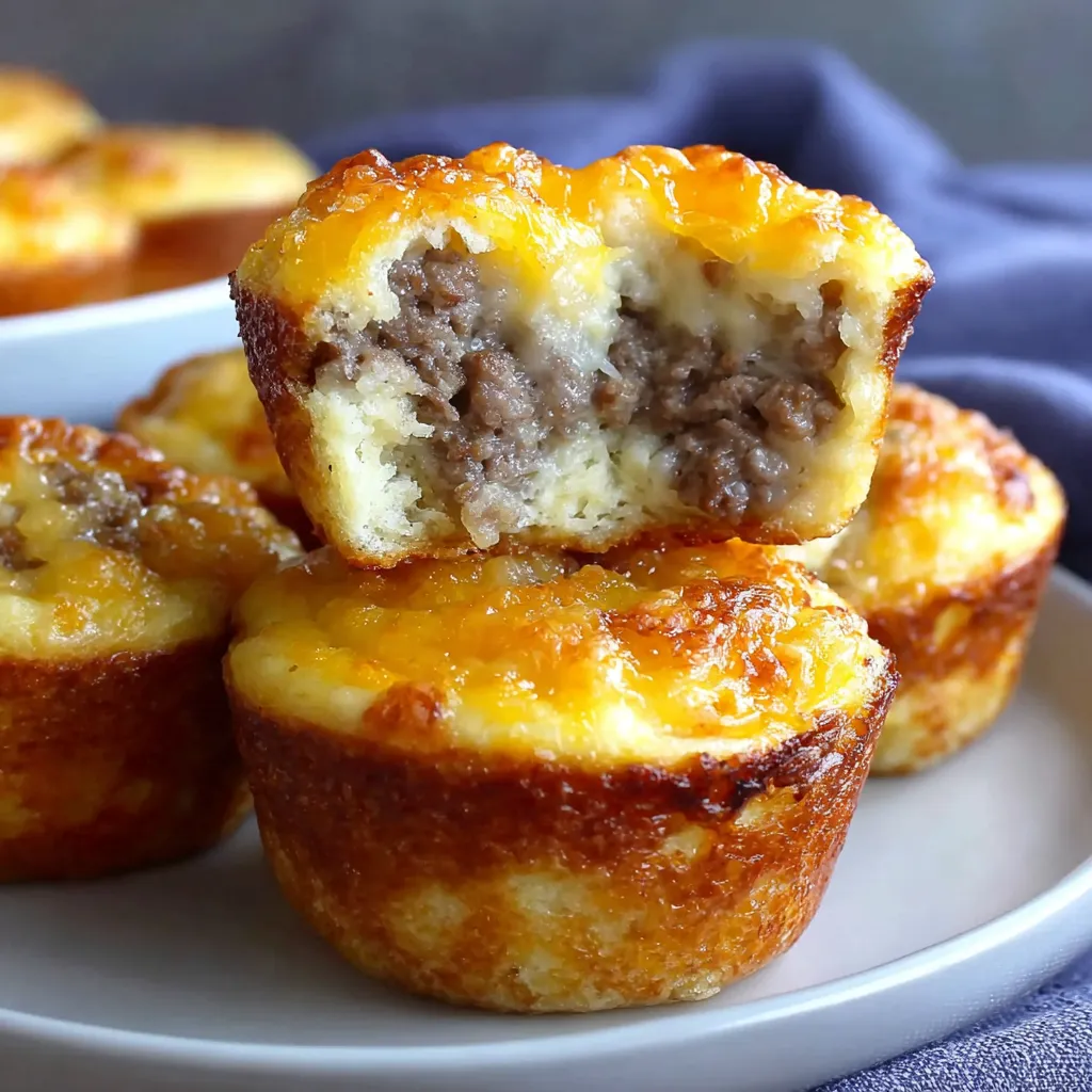 Sausage breakfast muffins on a plate.