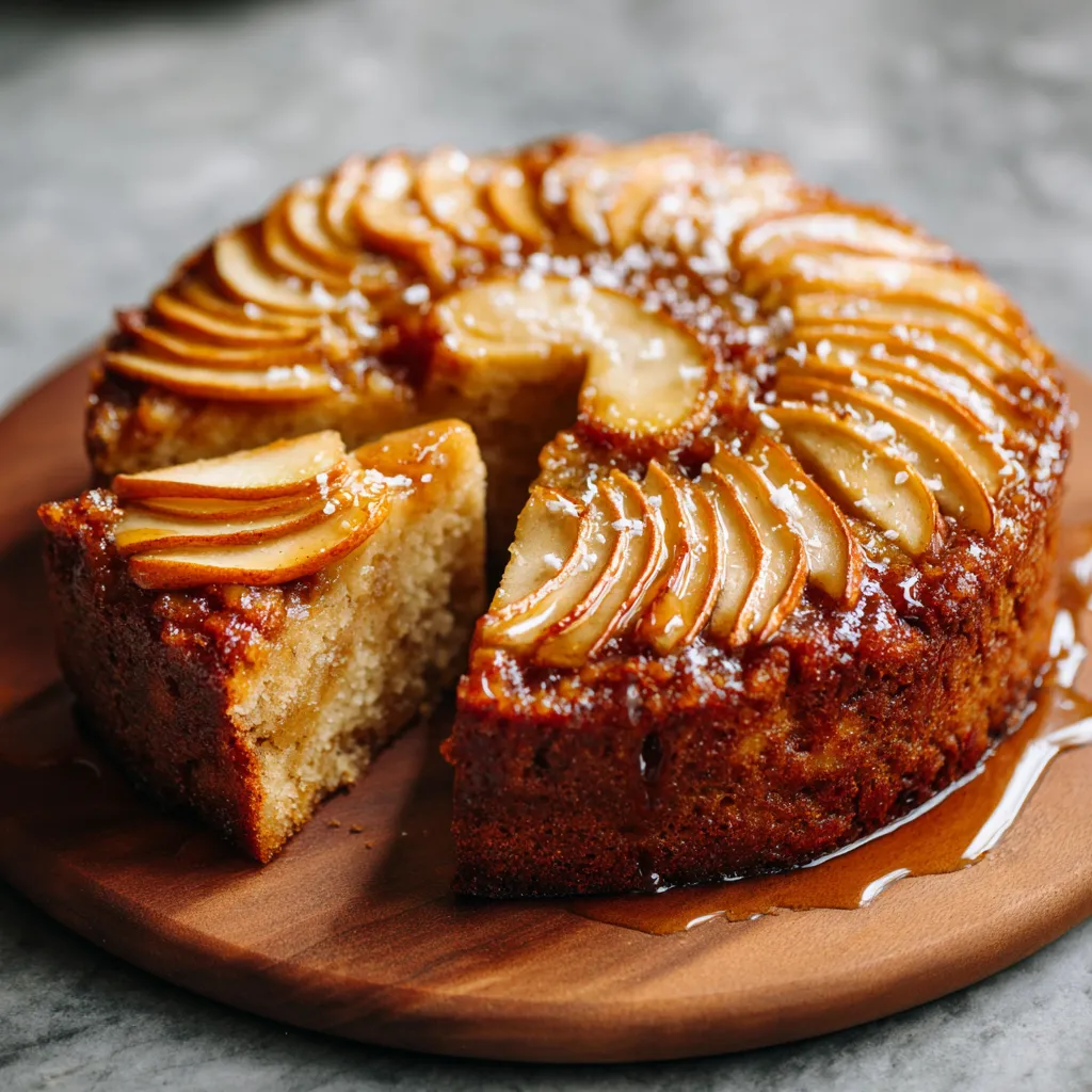 A slice of apple cider cake.