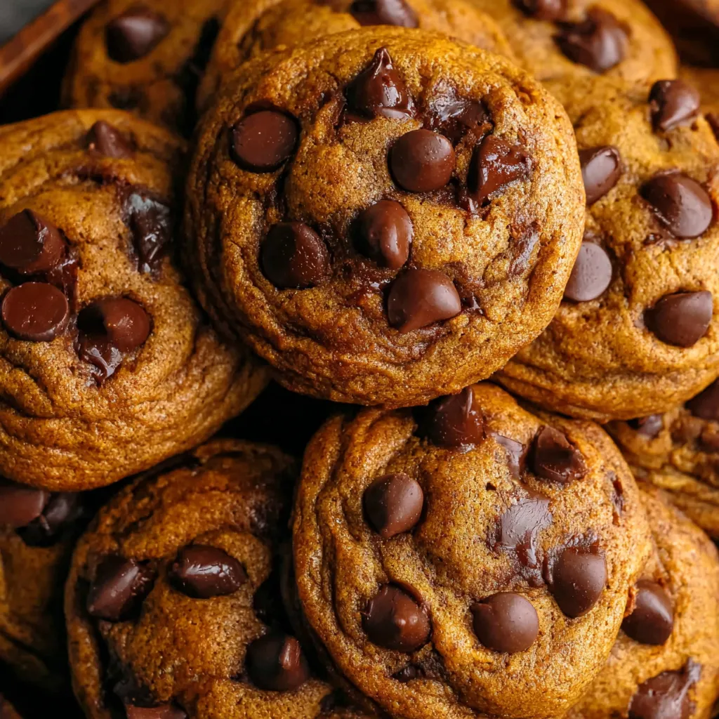 A plate of pumpkin chocolate chip cookies.