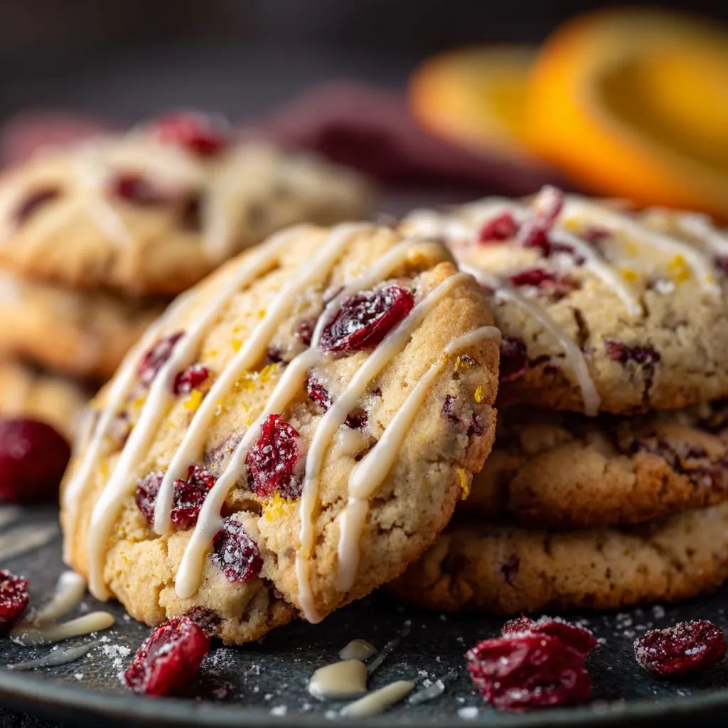 A plate of cranberry orange cookies.