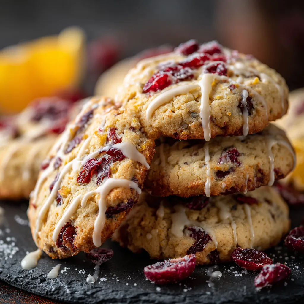 A stack of cranberry orange cookies.