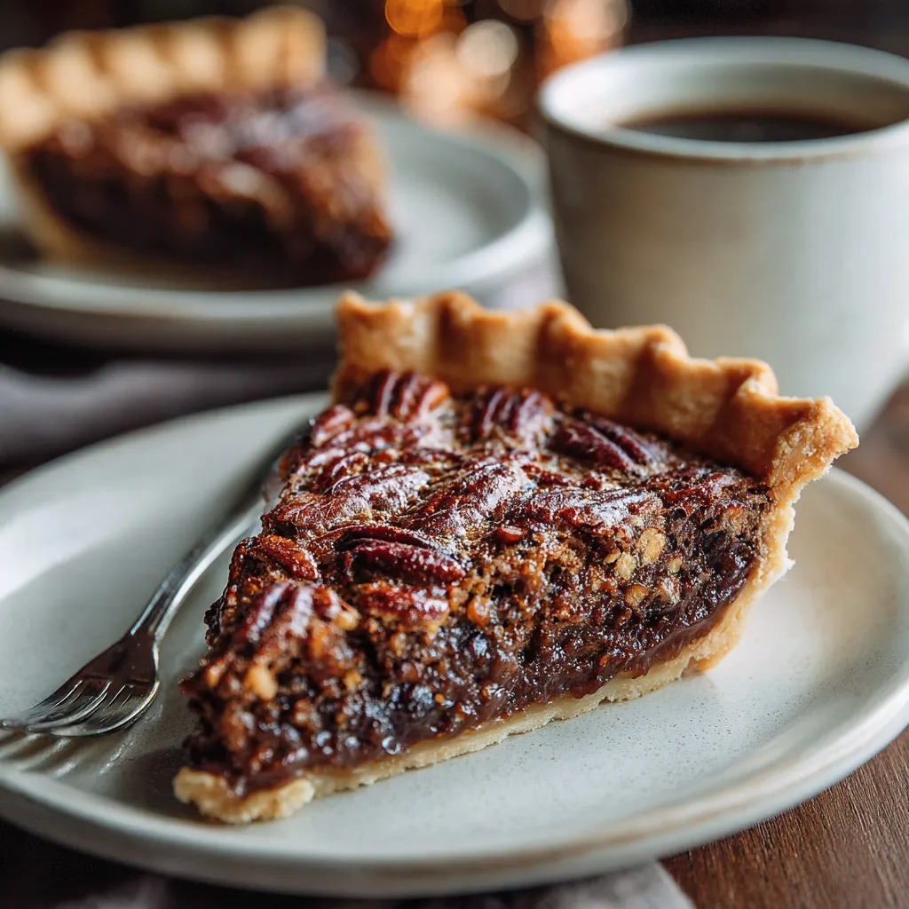 A slice of Texas Chocolate Pecan Pie.