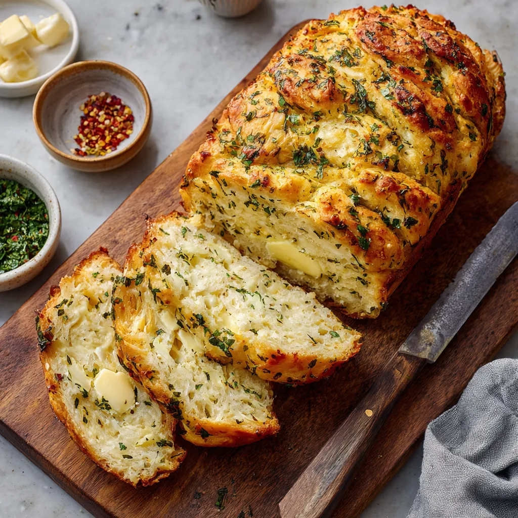 A loaf of Italian herbs and cheese bread.