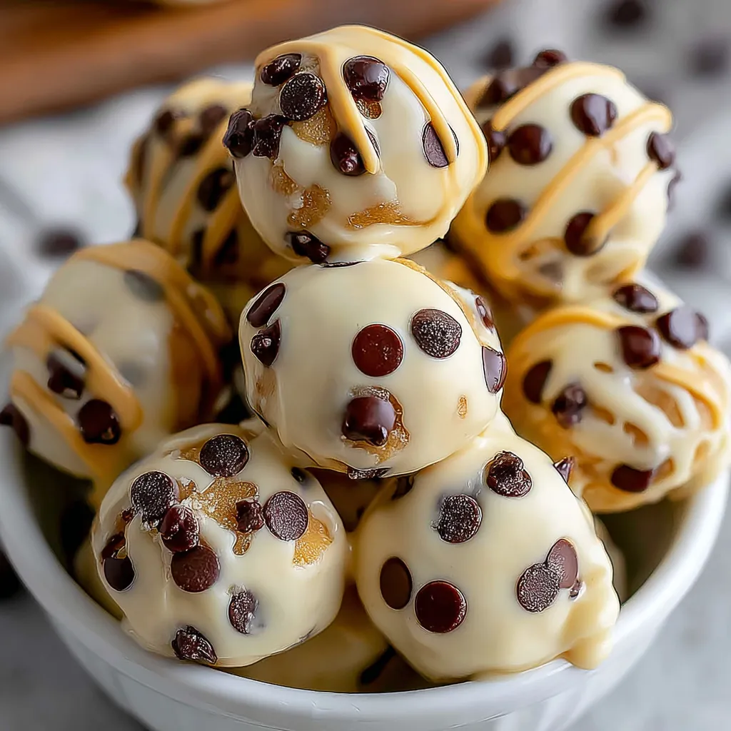 A bowl of peanut butter and chocolate balls.