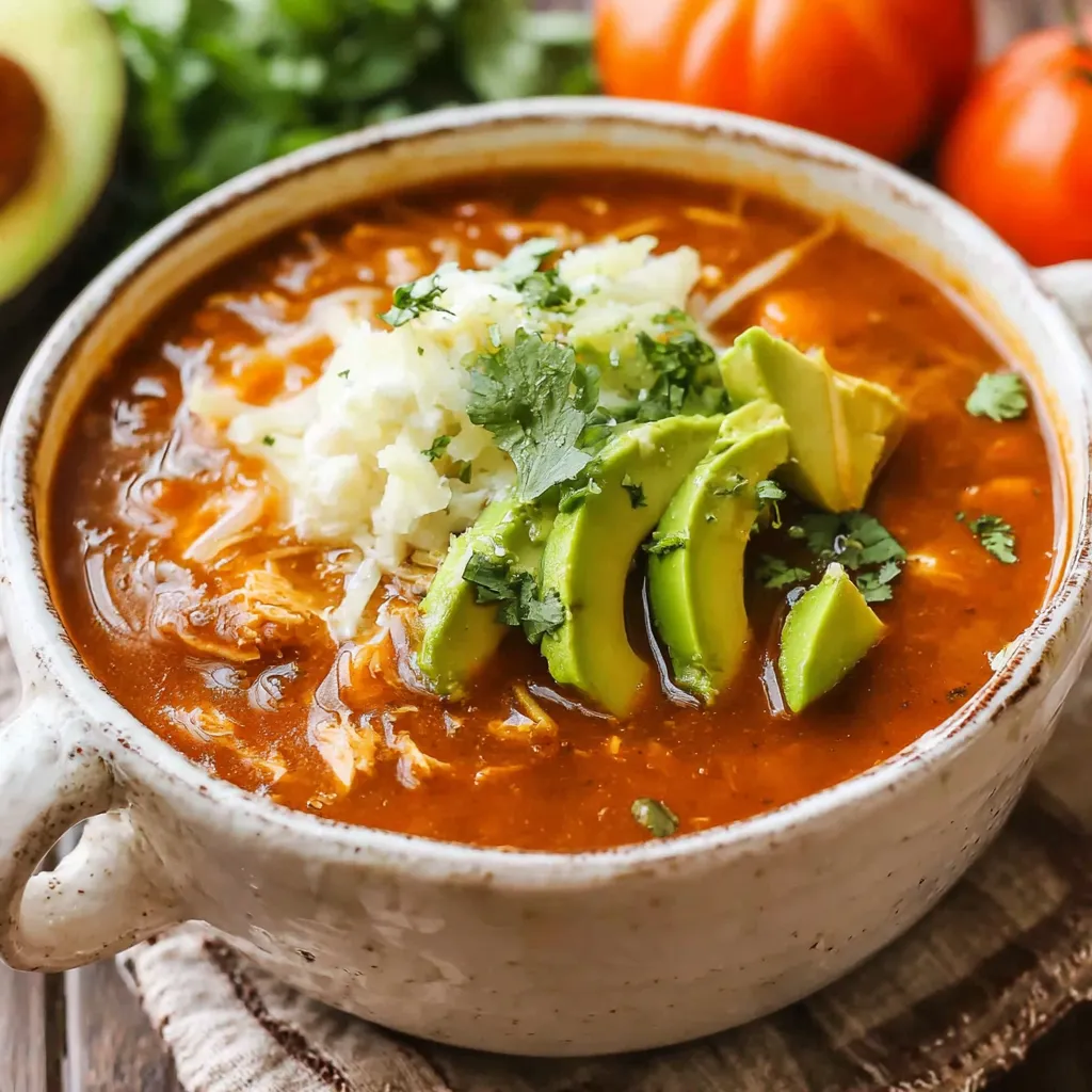 A bowl of green chile chicken enchilada soup.