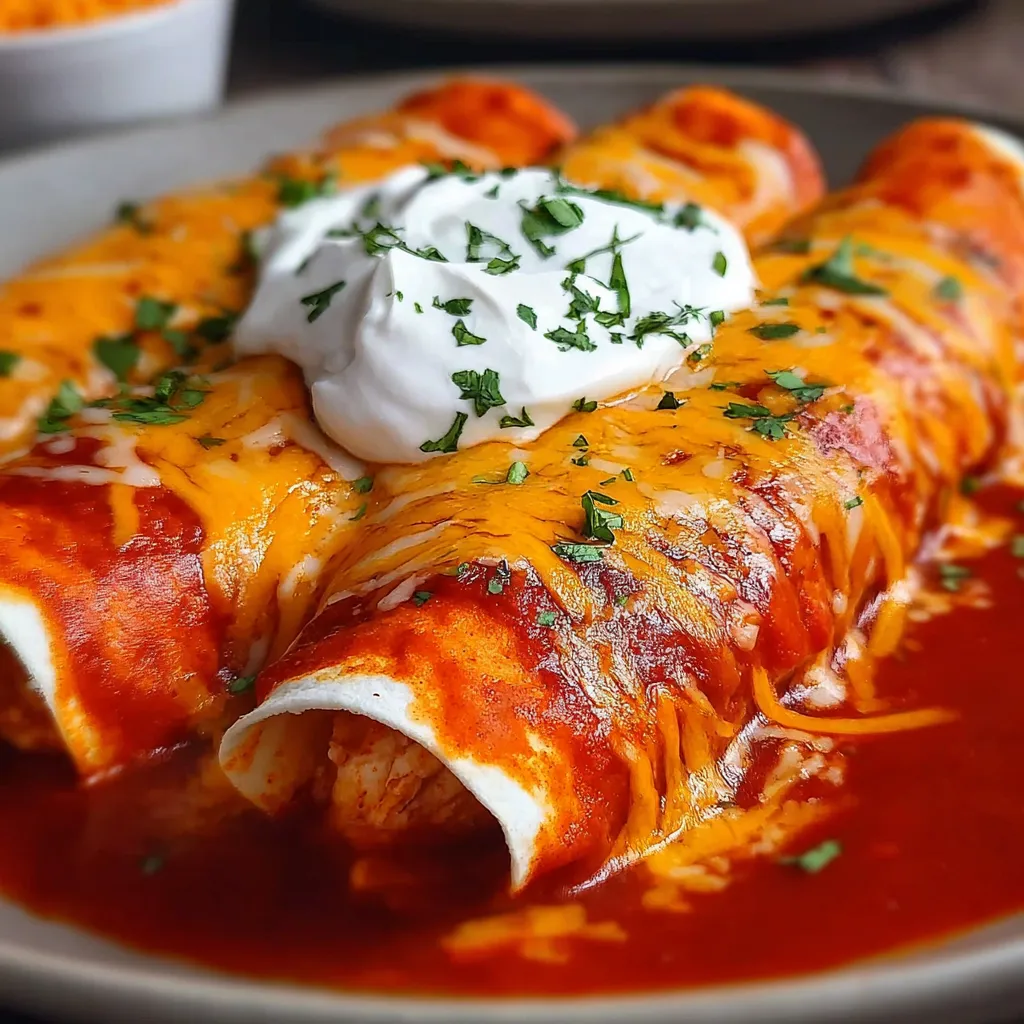 A plate of chicken enchiladas with white cheese on top.