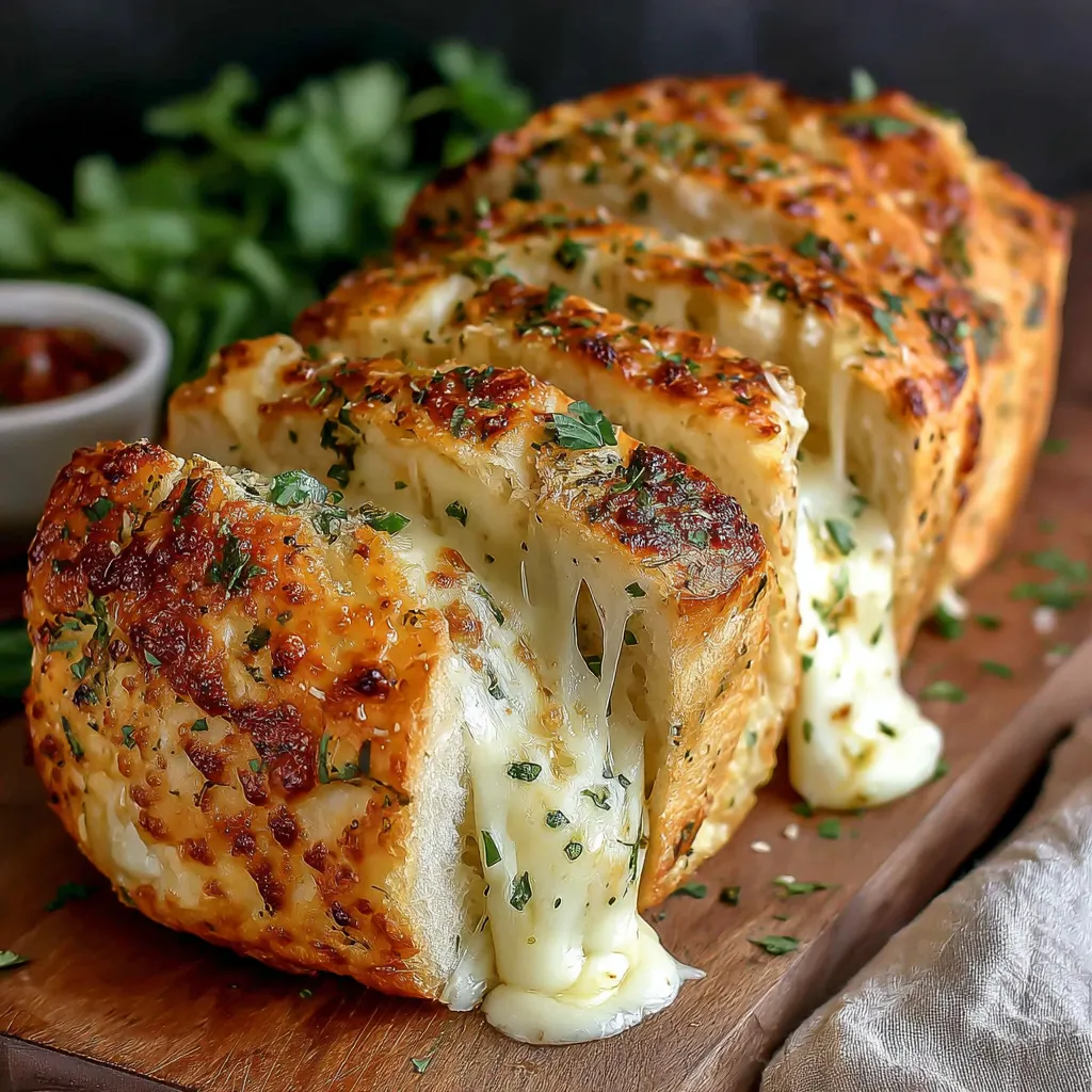 A slice of Italian herb cheese bread.