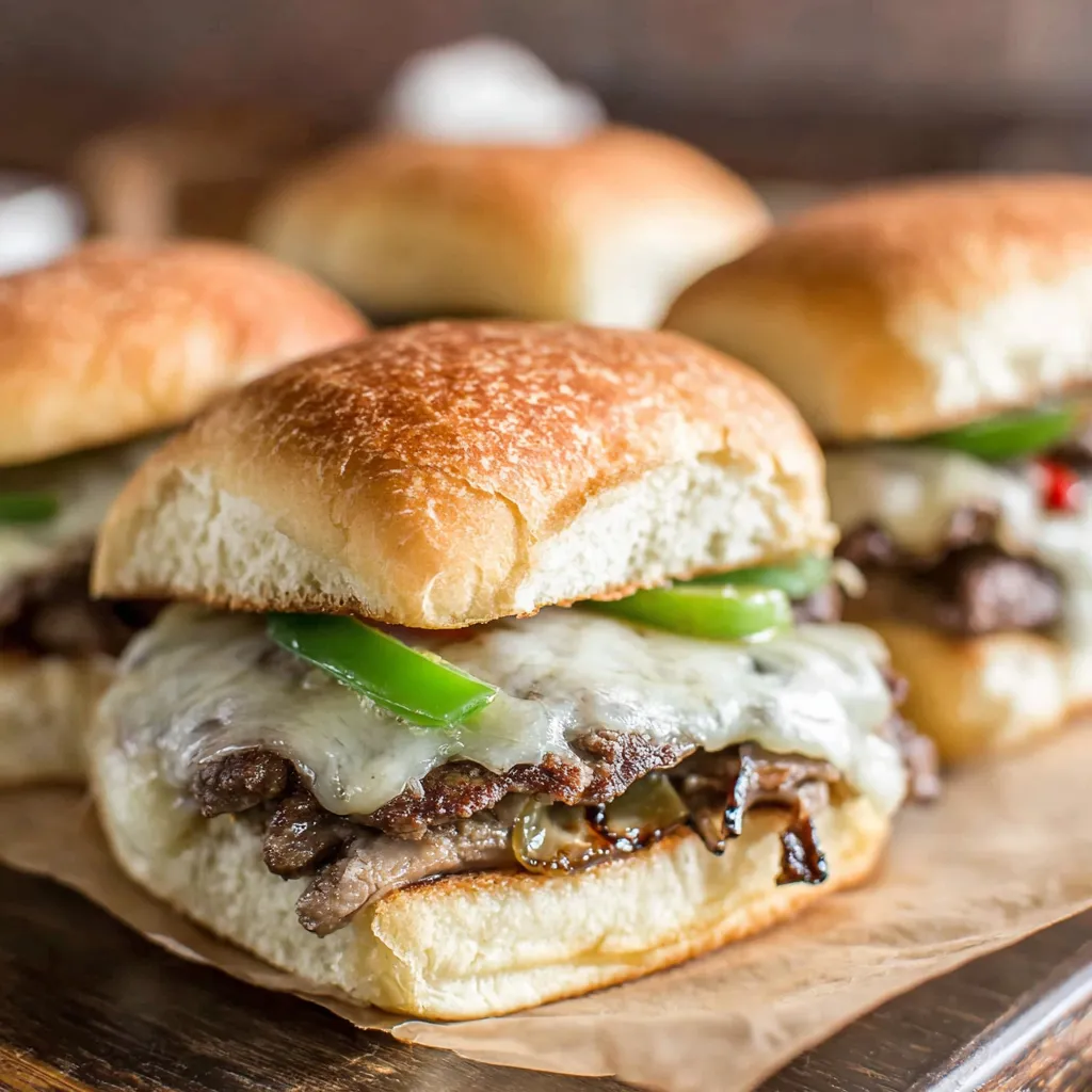 A plate of Philly Cheese Steak Burgers.