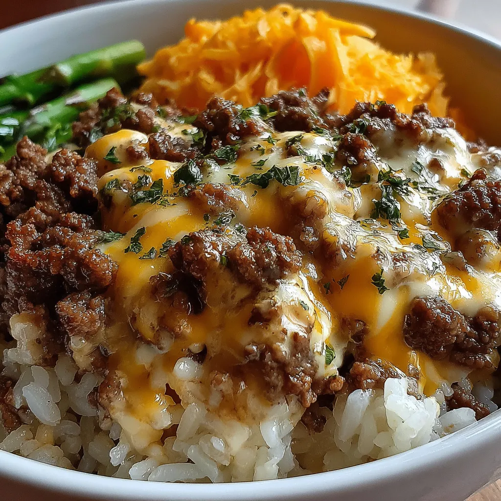 A bowl of food with rice, meat, and vegetables.