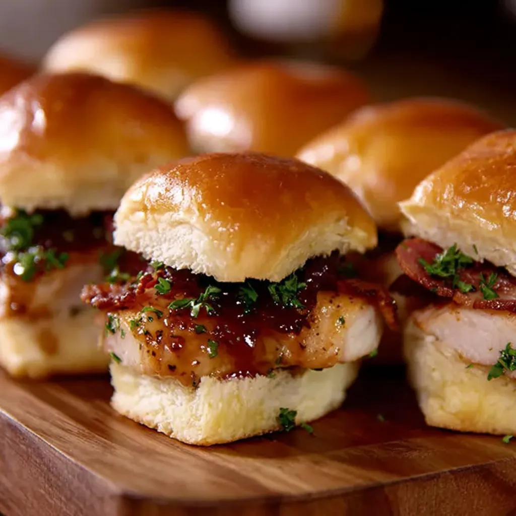 Maple chicken and beef bacon sliders.