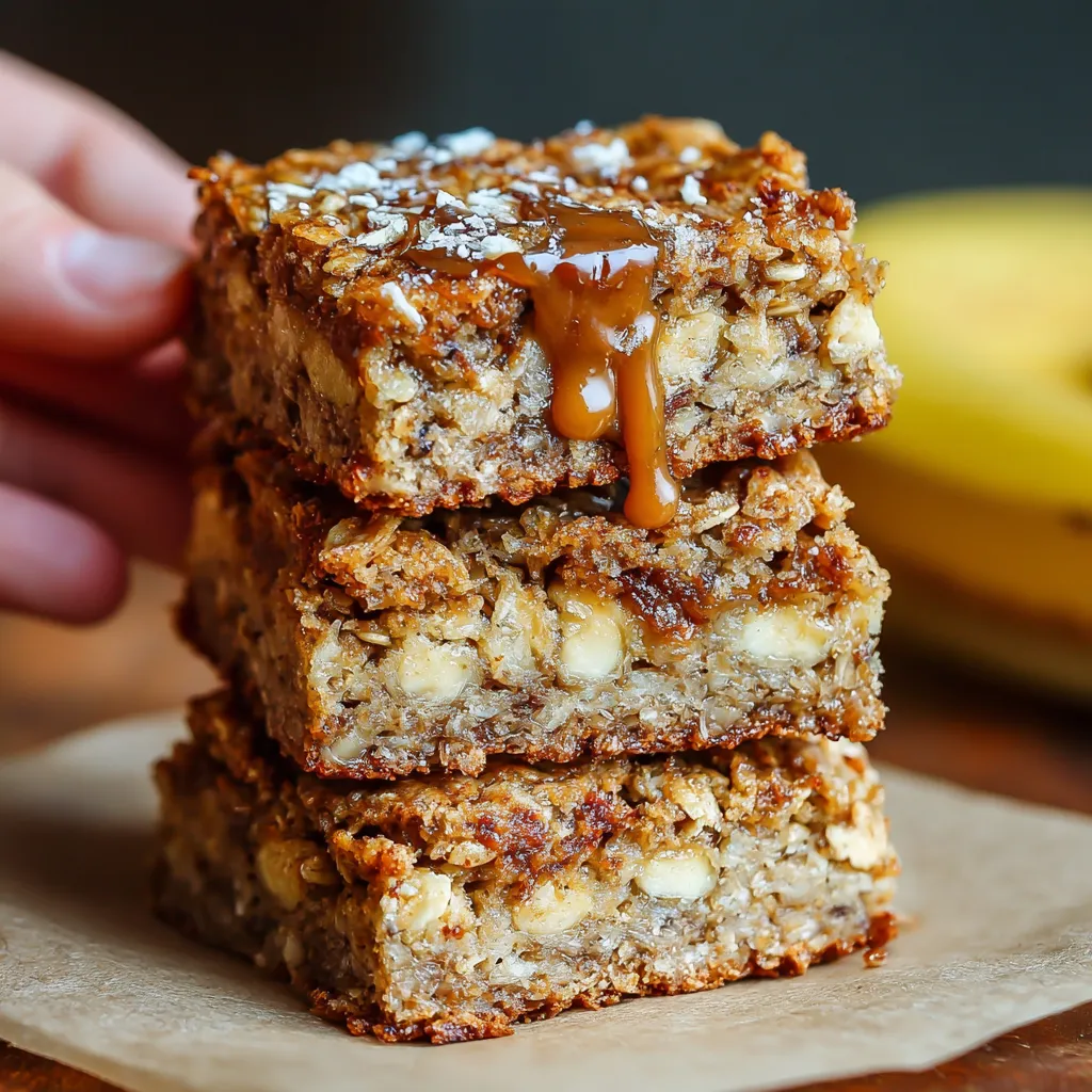 A stack of banana oatmeal bars.
