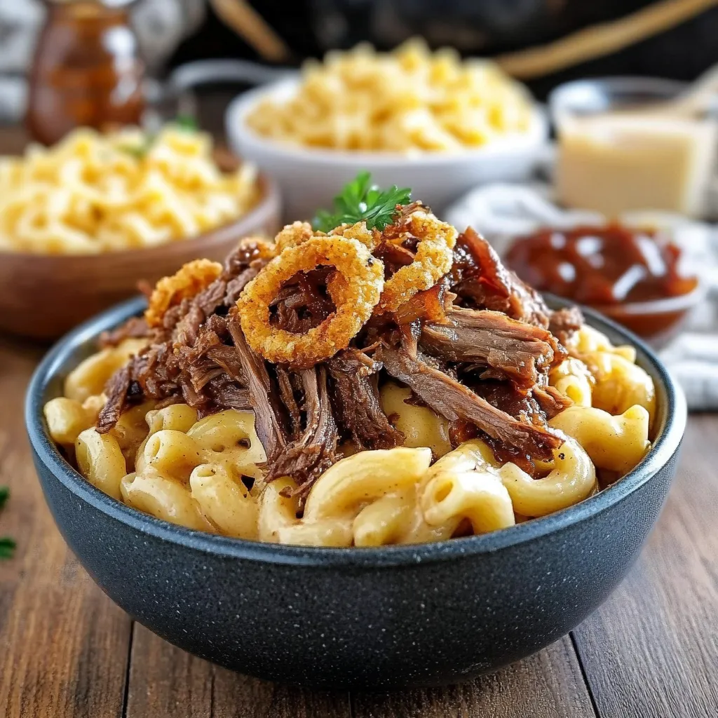A bowl of macaroni and meat.