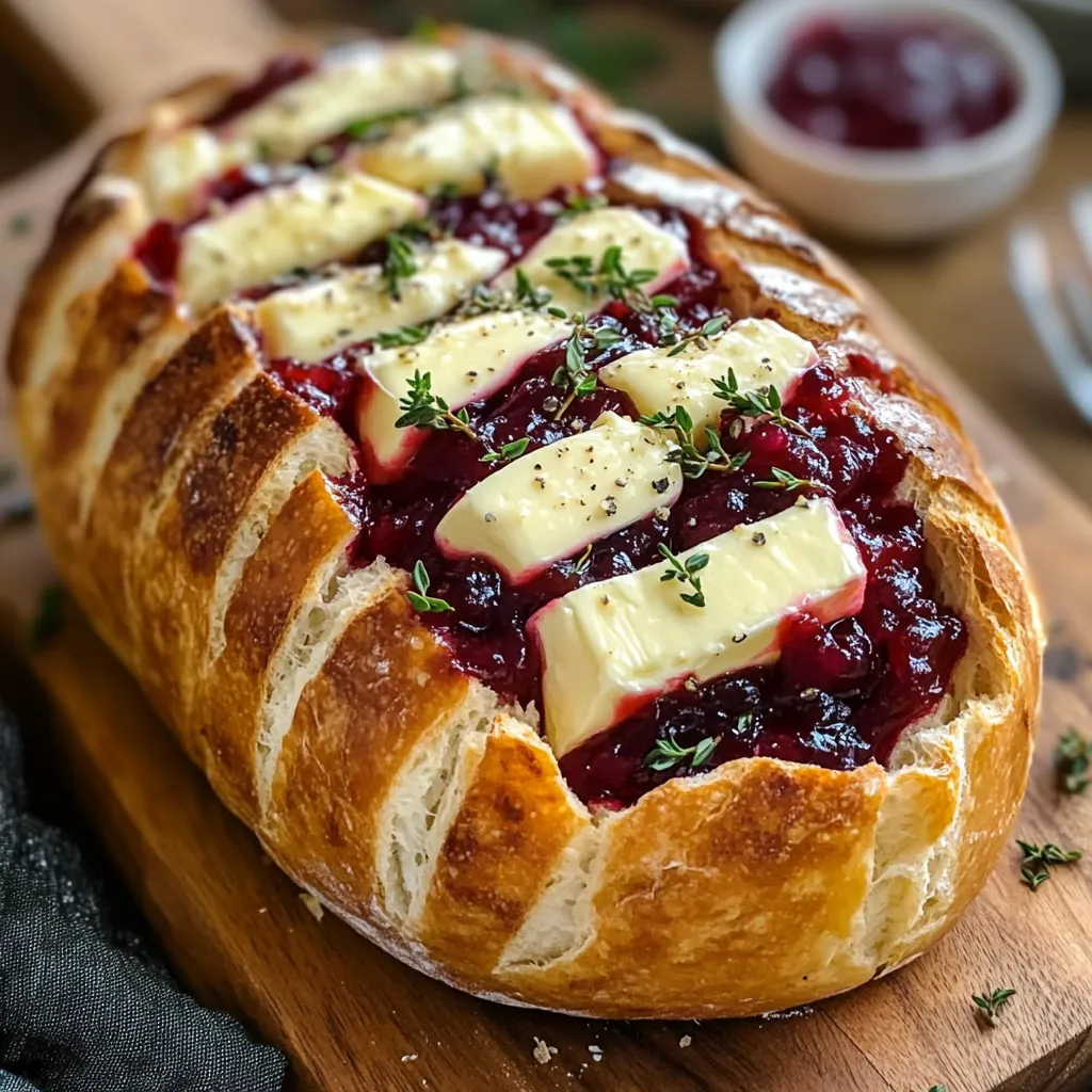A loaf of bread with cheese and herbs on top.