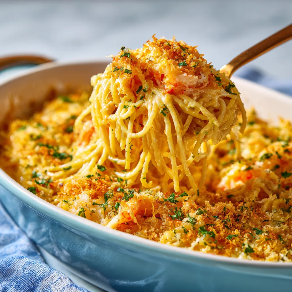 A bowl of Cheddar Bay Spaghetti Casserole.