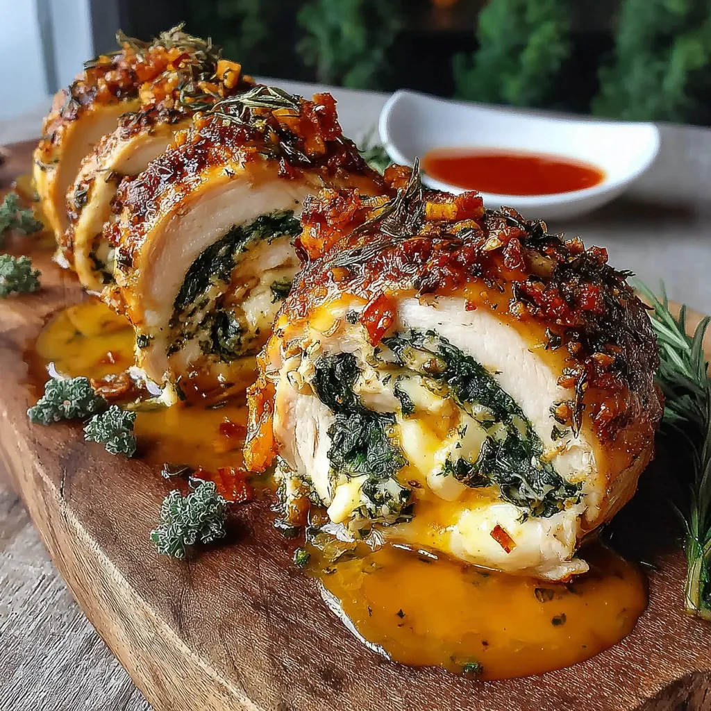 Herbed Ricotta Stuffed Chicken Rolls.