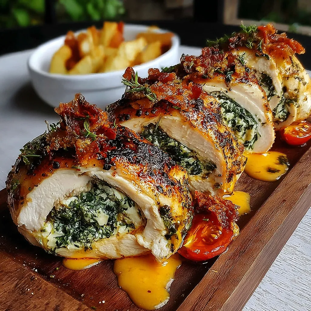 Herbed Ricotta Stuffed Chicken Rolls.
