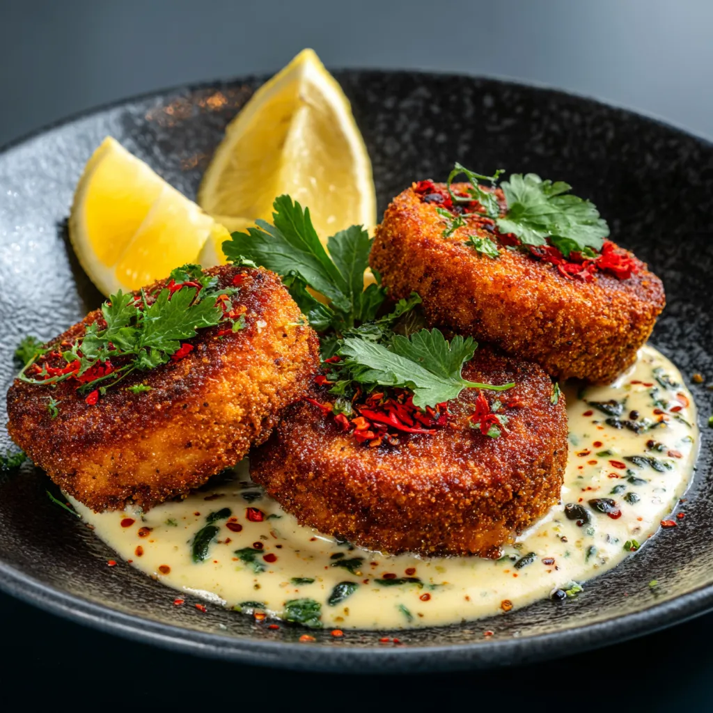 Crispy Pan Fried Salmon Croquettes.
