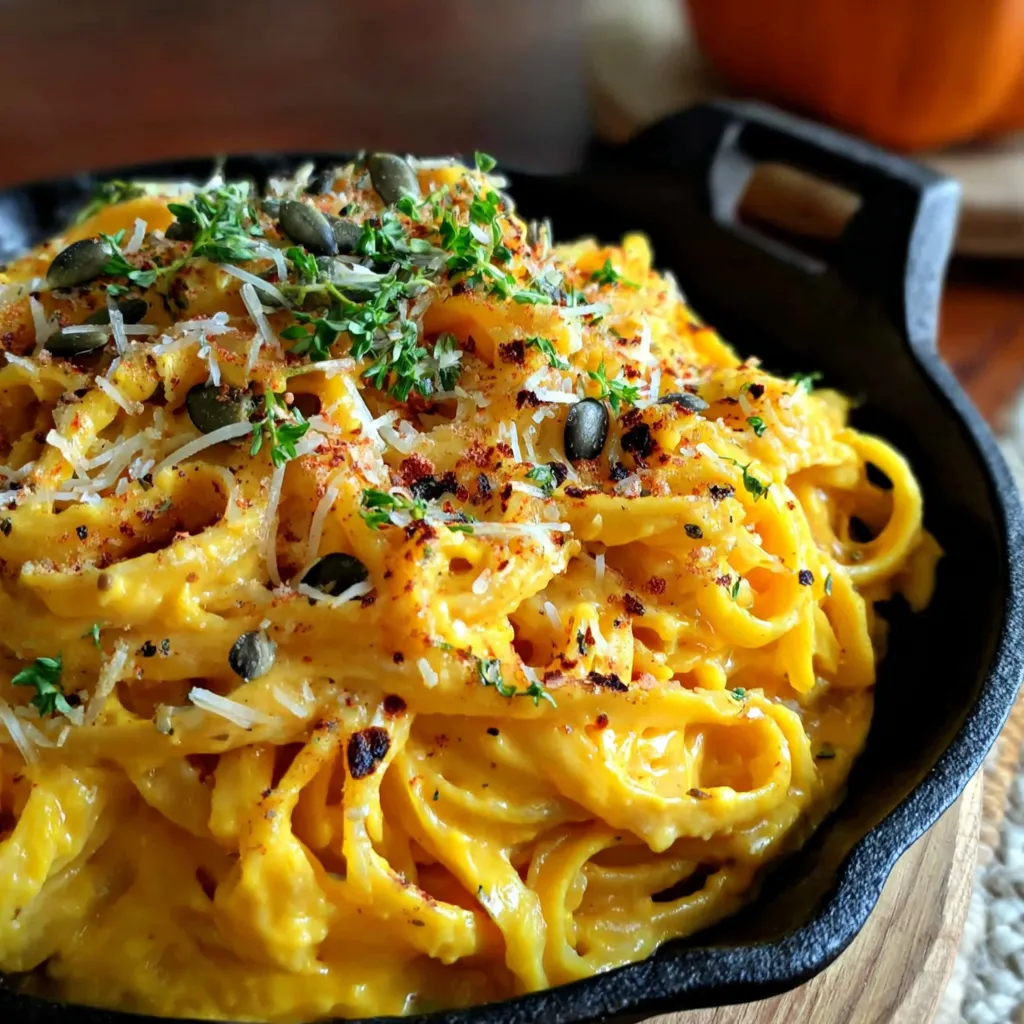 A dish of pasta with a pumpkin on top.