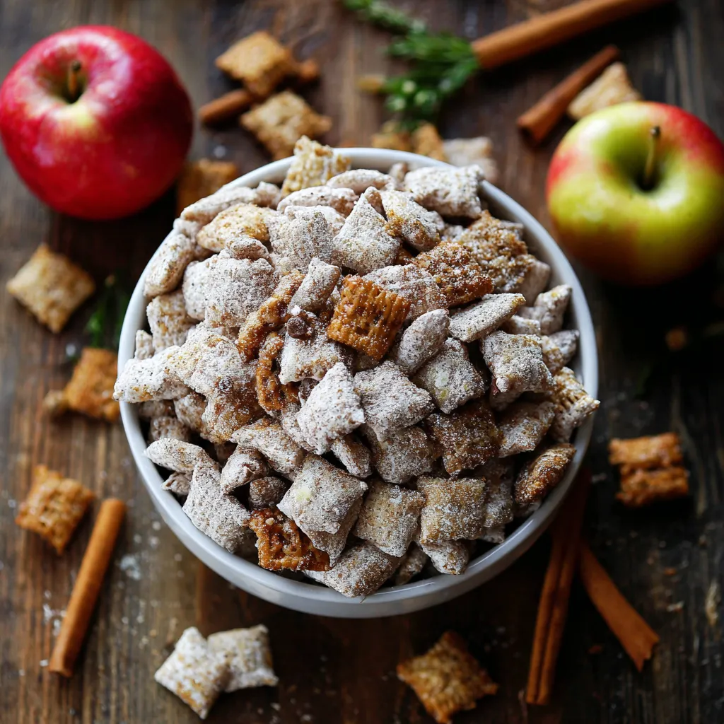 A bowl of Caramel Apple Puppy Chow.