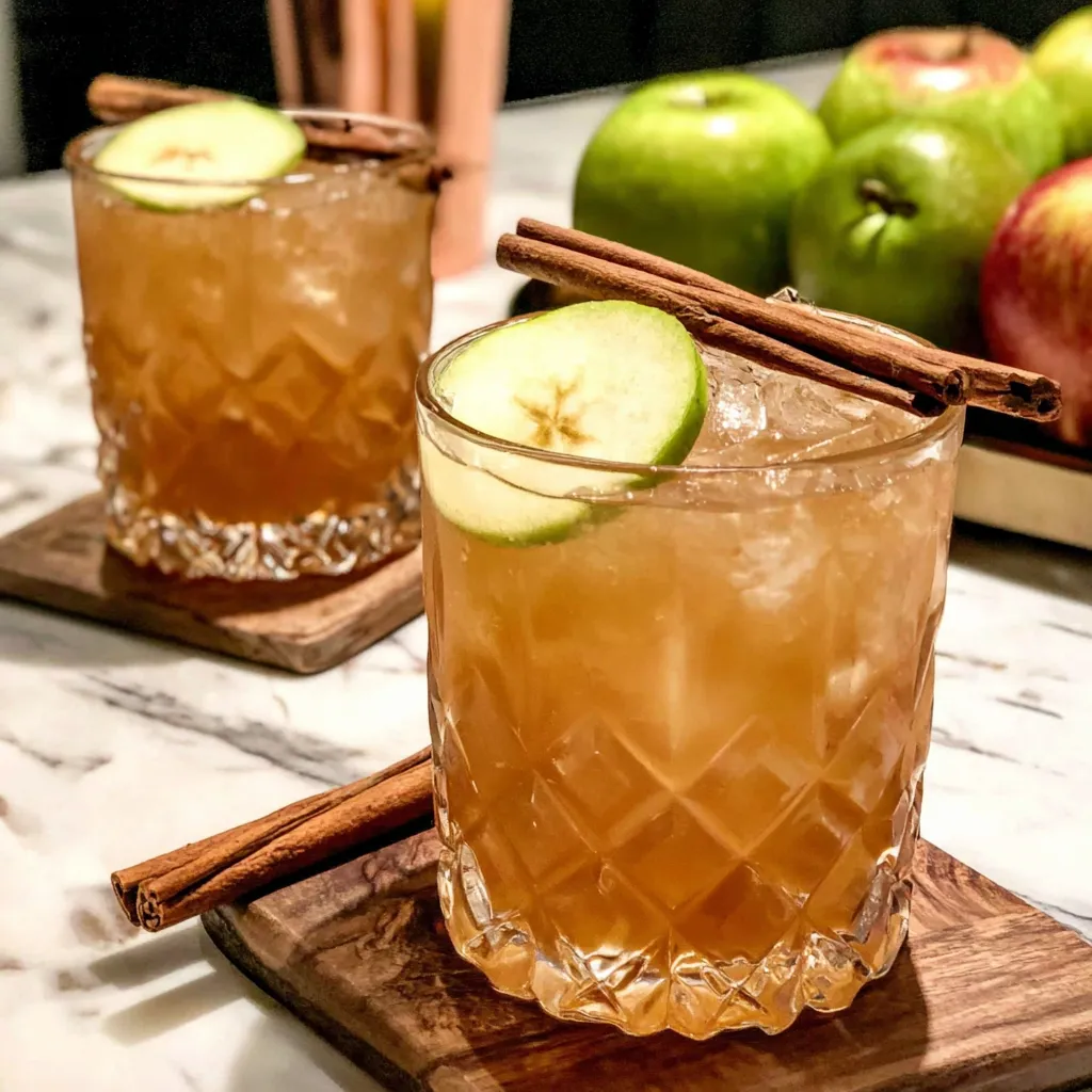 Two glasses of apple cider with cinnamon sticks in them.