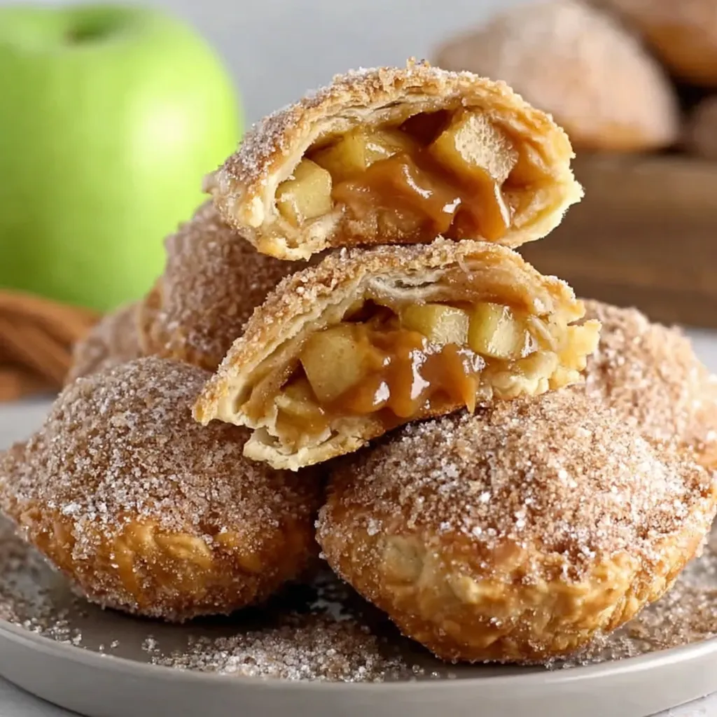 Caramel apple pie bombs on a plate.