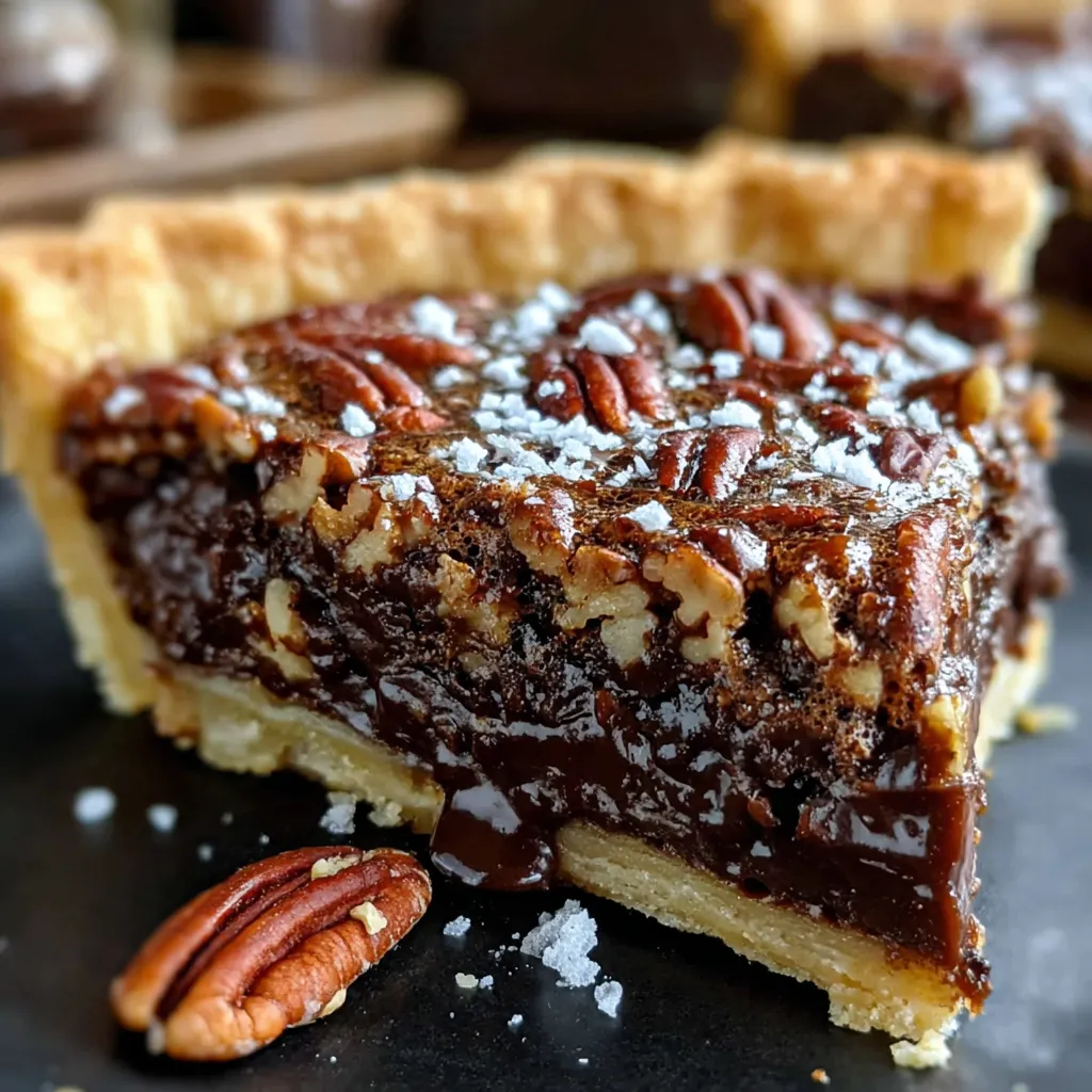 A slice of Texas Chocolate Pecan Pie.