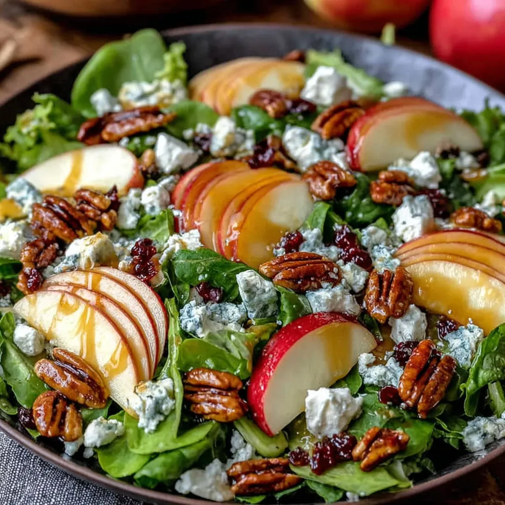 A salad with apples and feta cheese.