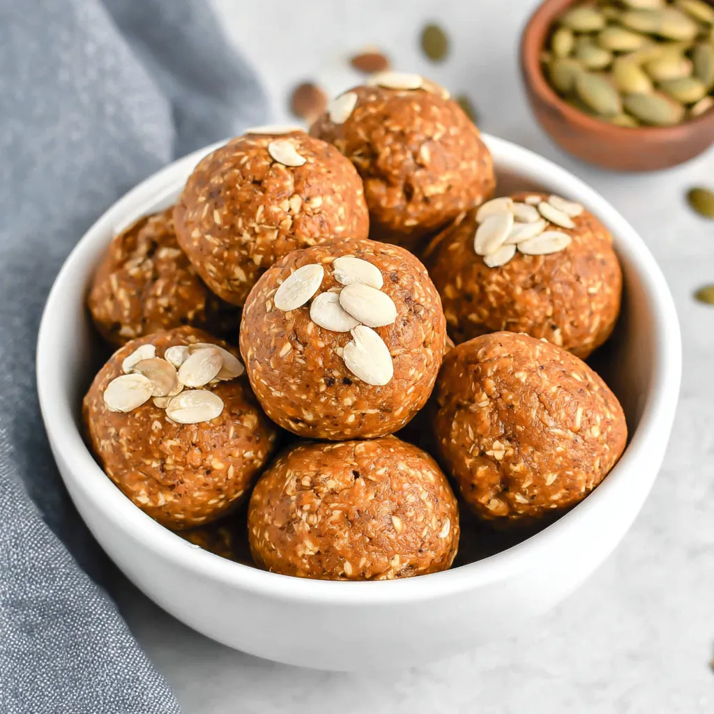 A bowl of pumpkin protein balls.