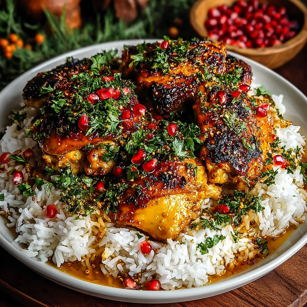 A plate of chicken and rice with a bowl of red berries.