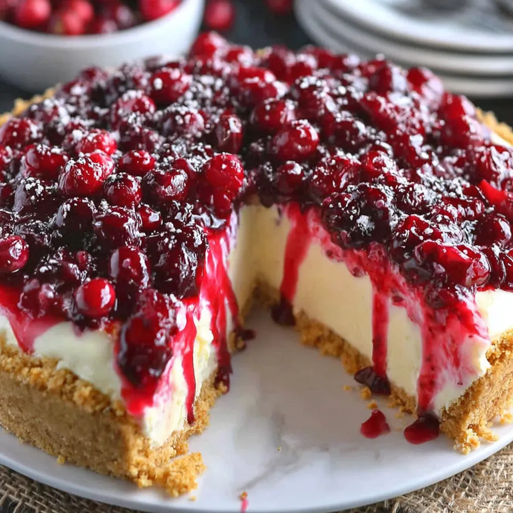 A slice of cranberry cheesecake pie.