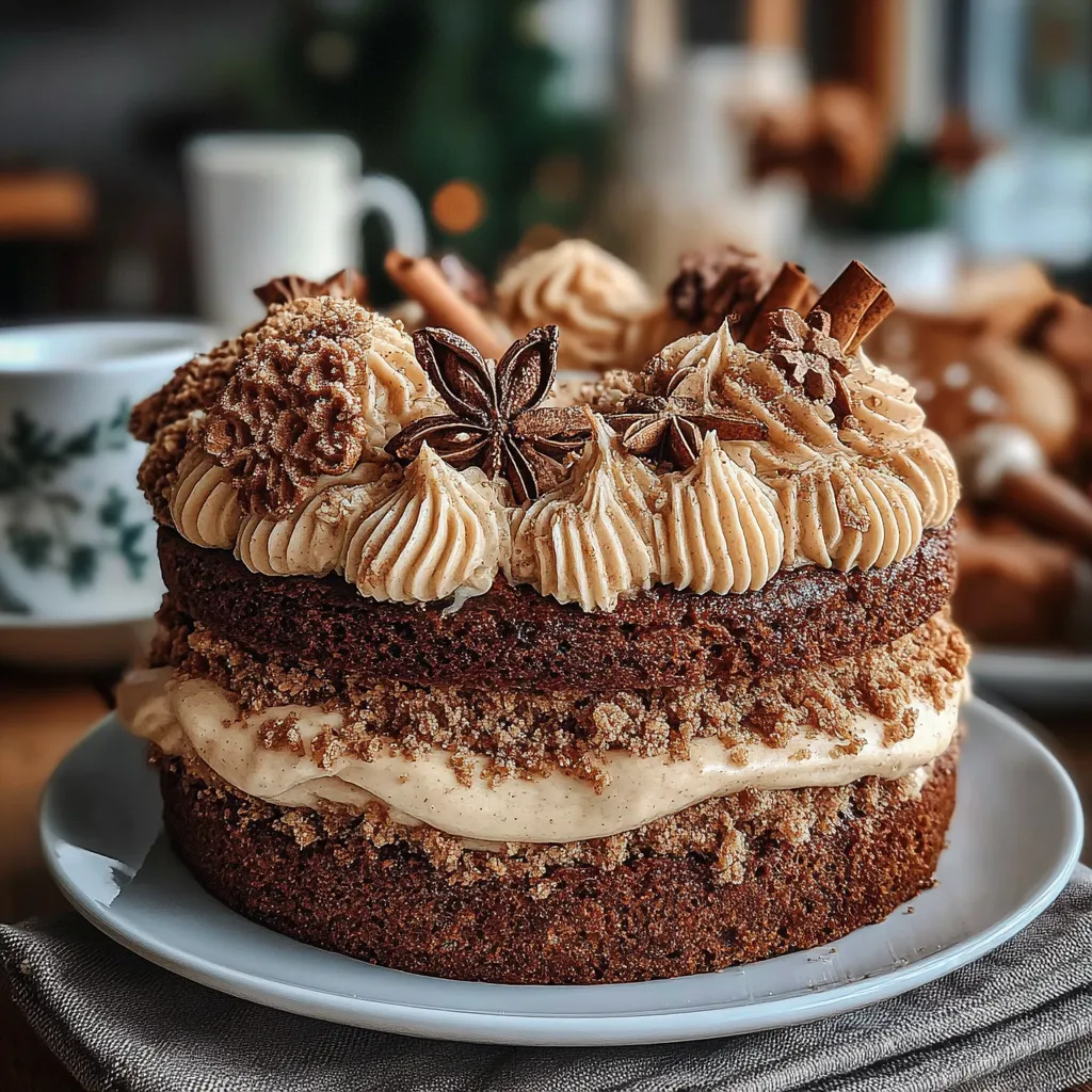A gingerbread cake with cinnamon and molasses frosting.