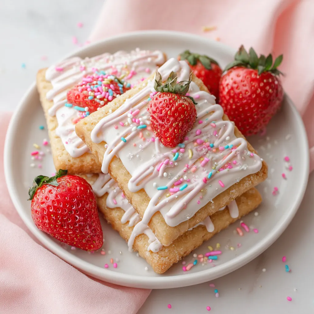 A plate of strawberry pop tart sugar cookies.