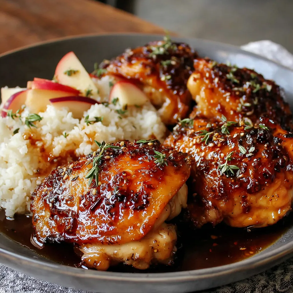 A plate of chicken with a sauce on it.