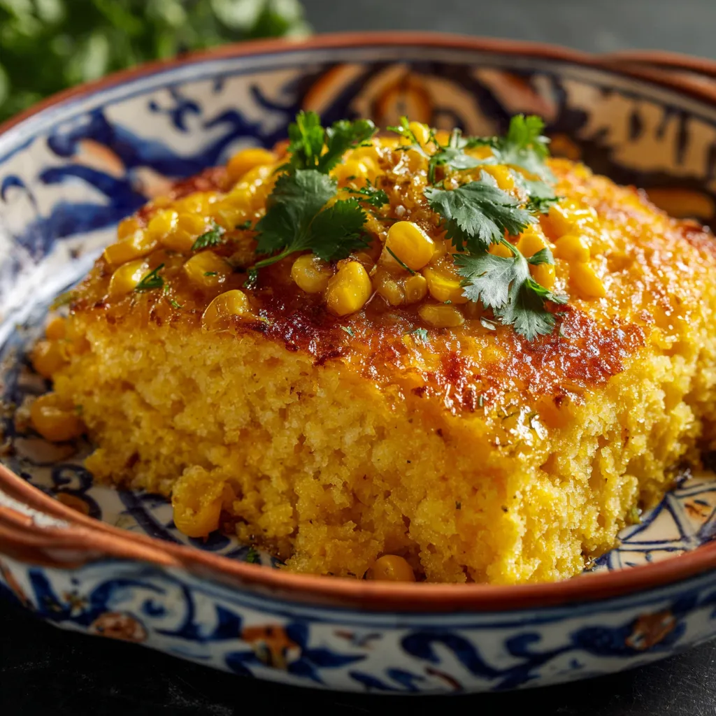 A plate of honey-glazed corn casserole.