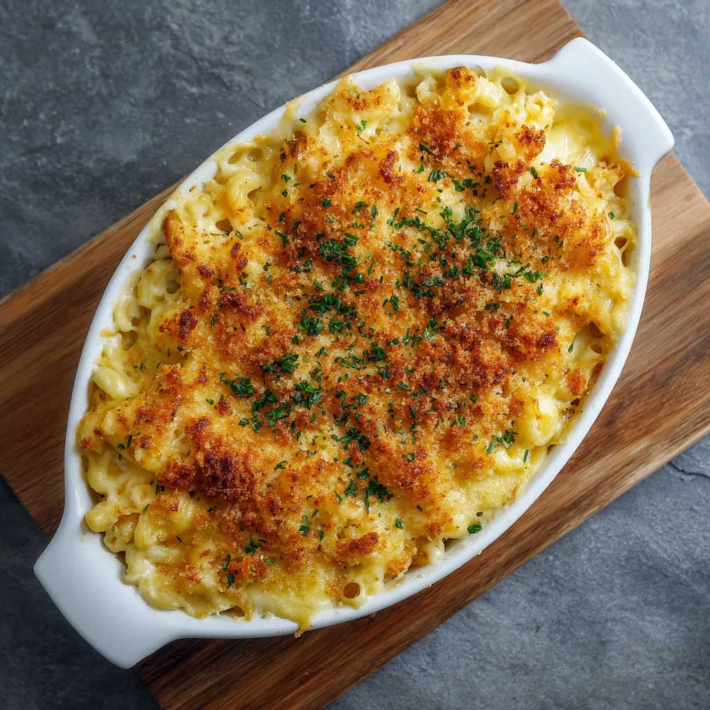 A white bowl filled with mac and cheese.