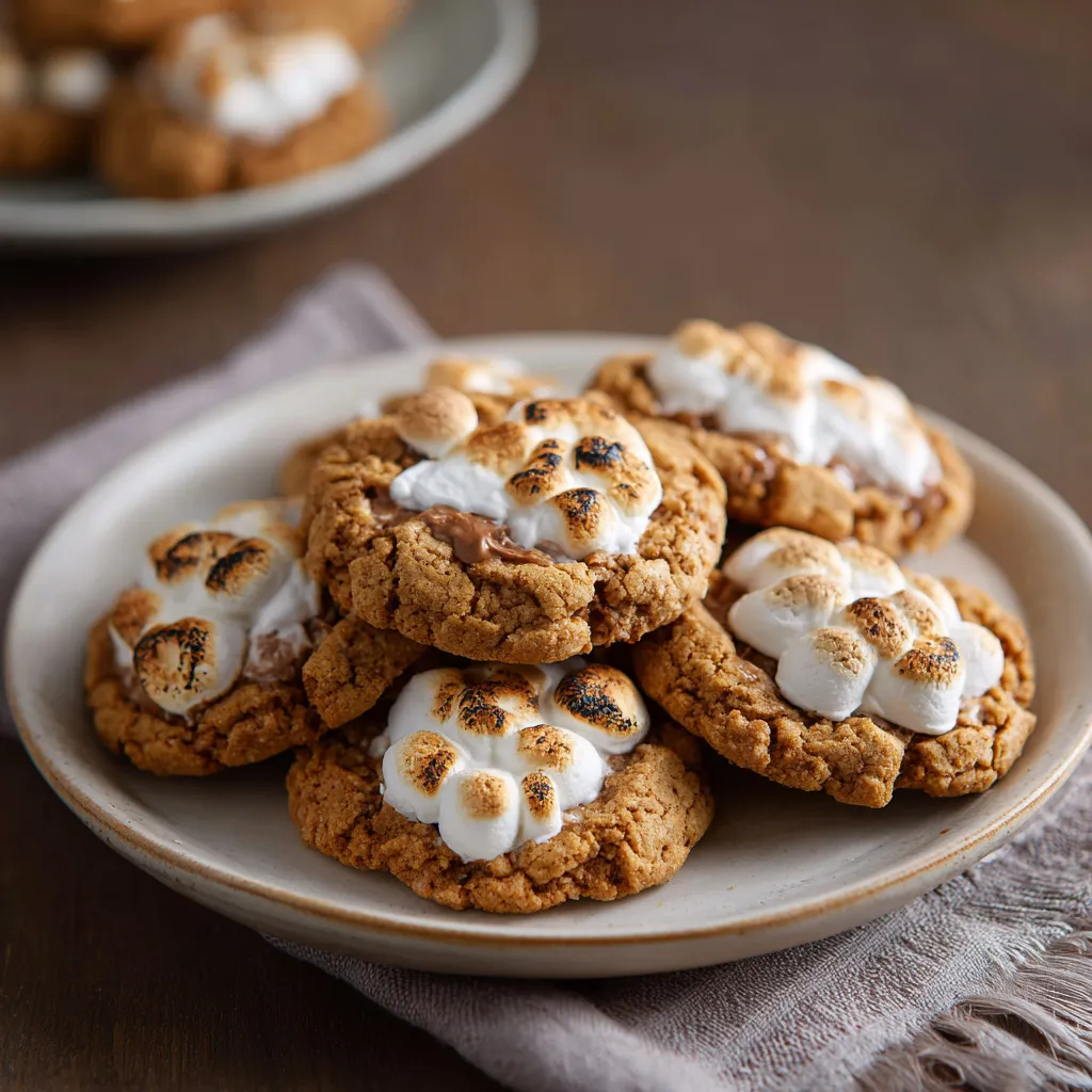A plate of gluten-free peanut butter marshmallow cookies.