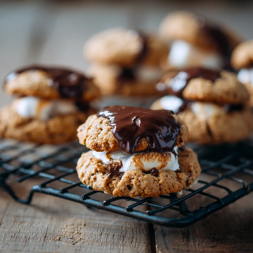 A plate of gluten-free peanut butter marshmallow cookies.