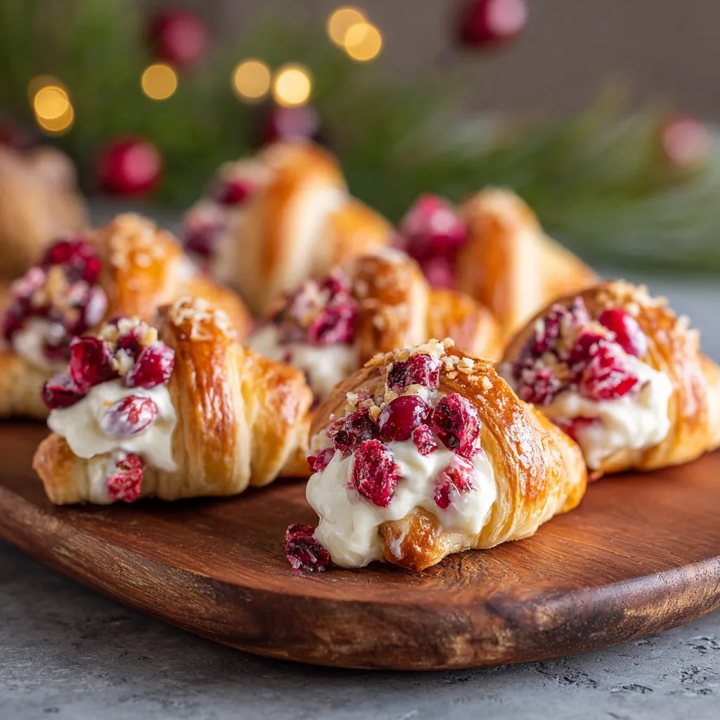 A plate of cranberry cream cheese crescent bites.