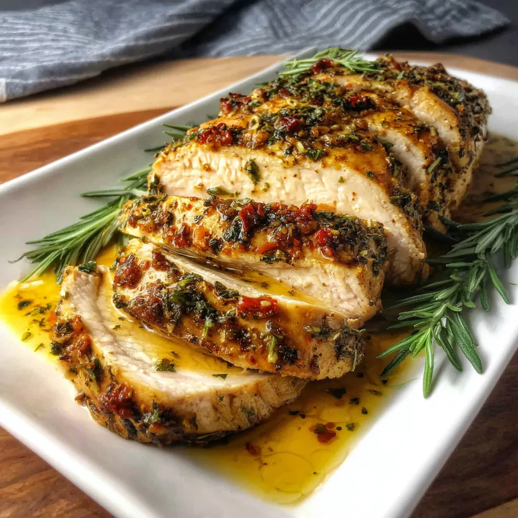 A plate of Butterball Turkey Breast Roast Crock Pot.